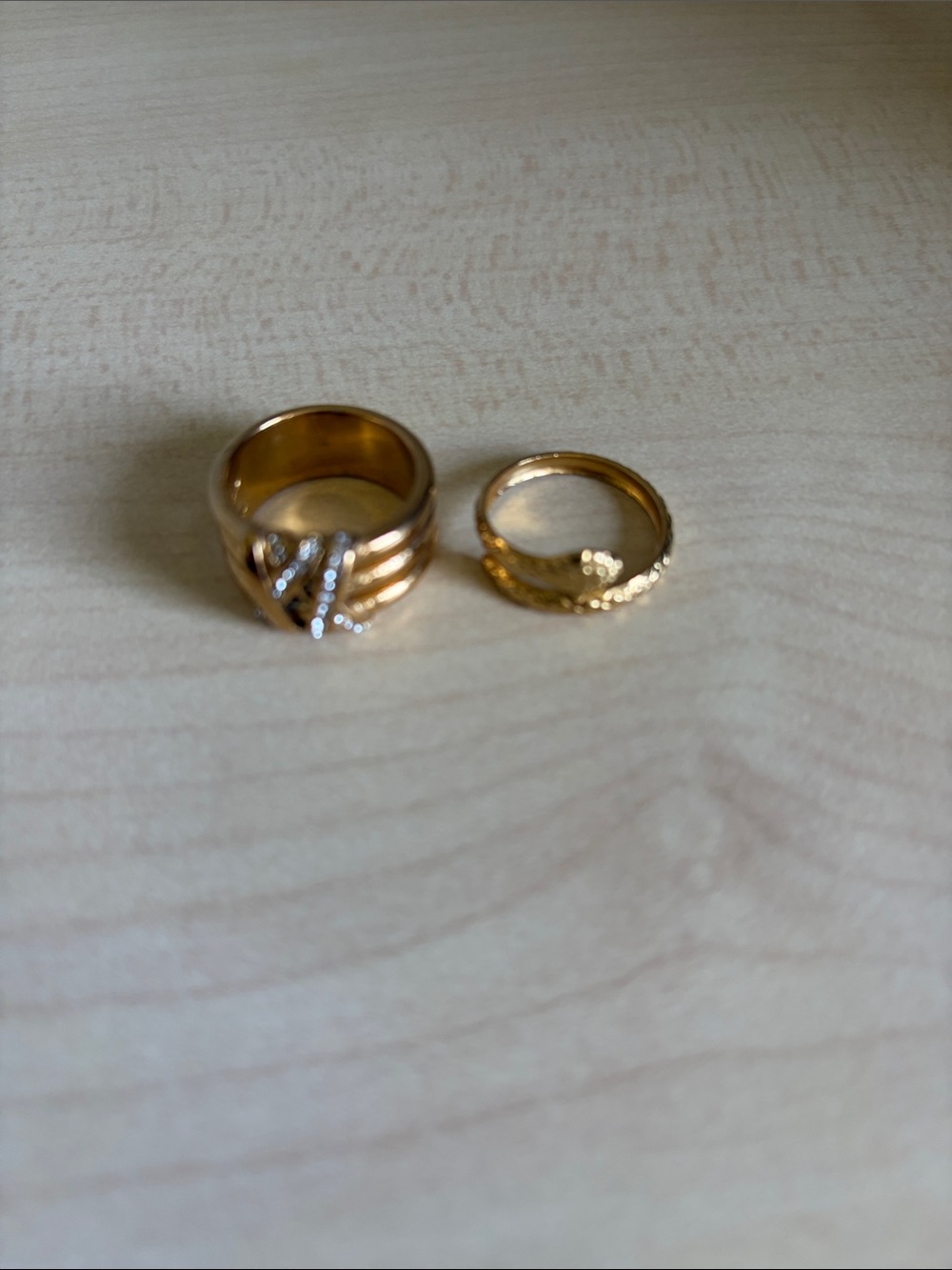 Gold-Tone Women's Ring Set with Clear Accent Stones